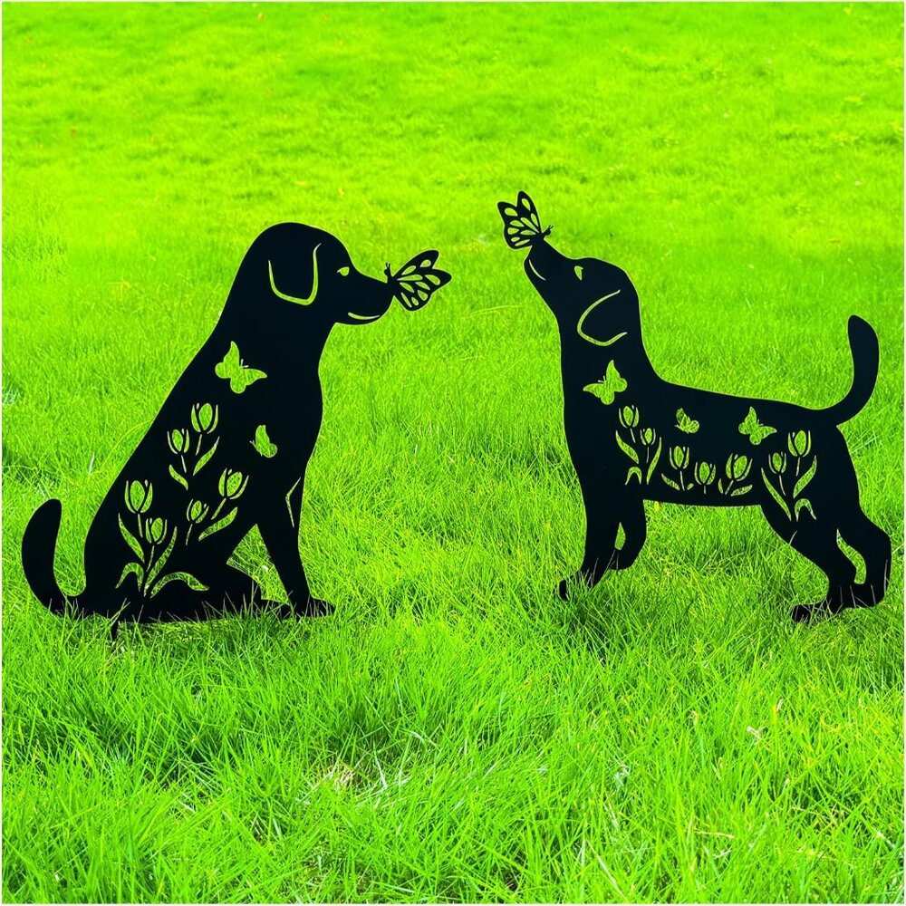 Dog Metal Decorative Garden Stakes Labrador Dog Gifts for Women/Men Animal Silho - Picture 1 of 8